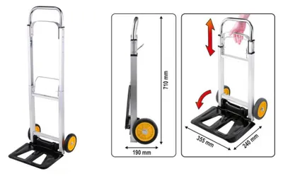 VOREL Klappbarer Transportwagen, Tragkraft 90 kg, 355x240 mm Ladefläche