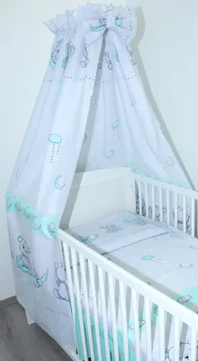 Produktbild von Vollstoff Himmel für Baby Bett Vollstoffhimmel Betthimmel 04. Bärchen Minze