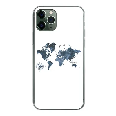 Produktbild von MuchoWow® Handyhülle Schutzhülle Hülle für iPhone 11 Pro Weltkarte - blau - Kompass Silikon Softcase Handy Hülle - Handy