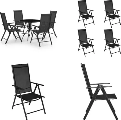 Produktbild von vidaXL 5 tlg. Garten Essgruppe Aluminium und Textilene Schwarz - Garten-Essgruppe - Garten-Essgruppen - Gartengarnitur - Gartengarnituren