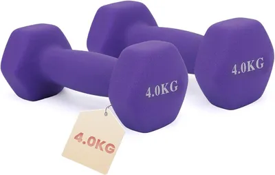 Produktbild von Vinyl Hantel Set, 4 kg, 2 Stück, sechseckig, für Fitness