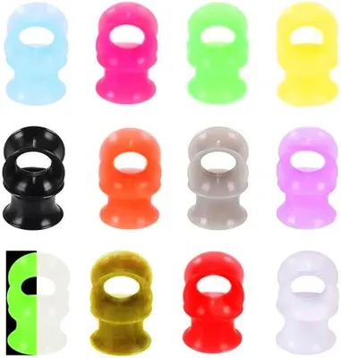 Productafbeelding van 24 Stuks Vlees Tunnel Plugs - Flexibele Siliconen Met Dubbele Flare - 6-25mm