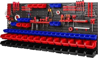 Produktbild von Sada stohovacích boxů 6x Nástěnný policový úložný systém 64 boxů 1728 x 780 mm Barevné