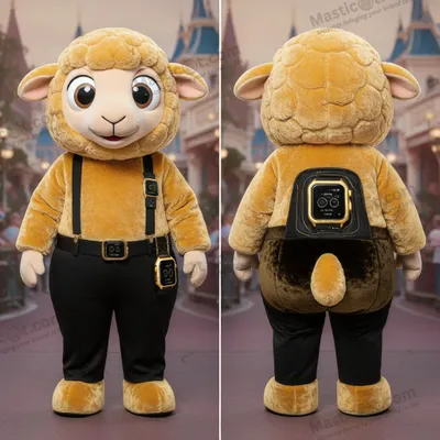 Produktbild von Goldener MASTICOT Plüsch-Kartoon-Merino-Schaf-Maskottchen