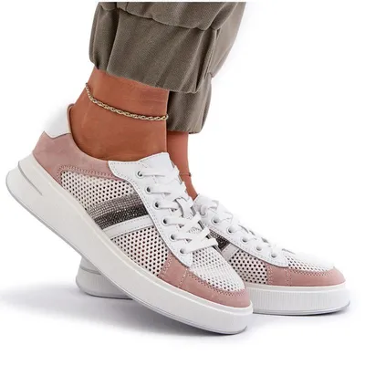 Zdjęcie produktu dla Sneakersy Skórzane Damskie D&A LR110 Biało-Różowe 39