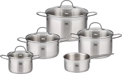 Produktbild von ELO Top Collection Topfset Edelstahl Volumenskala Induktion silberfarben 5-teilig