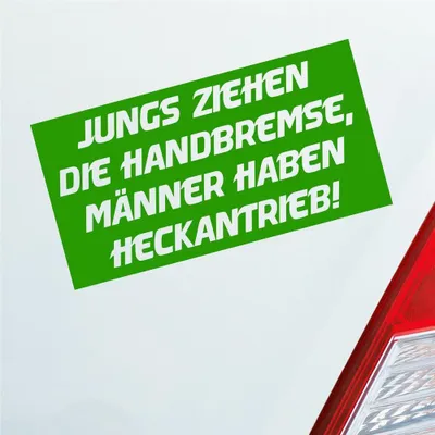 Produktbild von Auto Aufkleber Jungs ziehen die Handbremse Männer haben Heckantrieb 12x6 cm Hellgrün Sticker Heckscheibenaufkleber