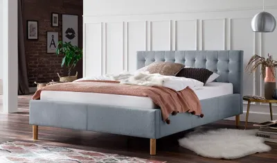Produktbild von Polsterbett Bett Modell Malin eisblau-140x200cm