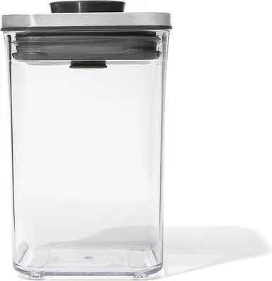 Produktbild von OXO SteeL Quadratischer Lebensmittelbehälter aus Stahl, klein und niedrig, luftdichter Lebensmittelbehälter mit Deckel aus Edelstahl, kleine Größe 1 Liter