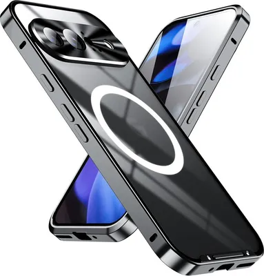 Immagine prodotto di Custodia in metallo per Google Pixel 10 traslucido opaco con bobina magnetica e protezione della fotocamera nero