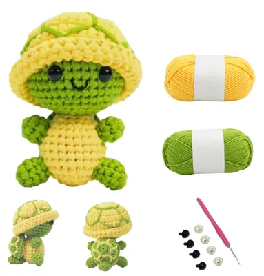 Häkelanfänger-Set Schildkröte mit Wolle und Anleitung