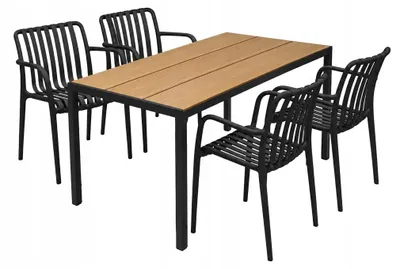 Zdjęcie produktu dla Zestaw mebli ogrodowych balkon stół Allen Pro 130x70W + 4x krzesło KP104-KD czarne