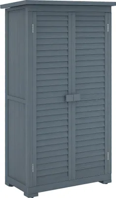 Produktbild von Gartenschrank Holz, Geräteschuppen wetterfest 87x46,5x160 cm, Gerätehaus mit Tür, Pultdach, Böden, Geräteschrank, 87 x 46,5 x 160 cm