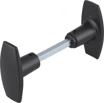Image de Paire de boutons pour porte, carré 6x110mm, 1 portée, noir - THIRARD