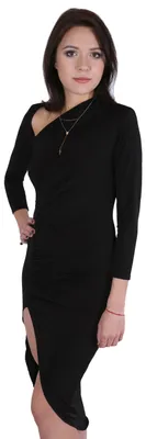 Produktbild von Schwarzes asymmetrisches Kleid mit Schlitz John Zack S