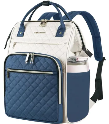 Produktbild von Laptoprucksack Laptop-Rucksack Reiserucksack - 17 Zoll - Wasserabweisend - Beige und Blaugrau - Uni - Reise und Arbeit