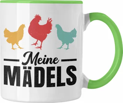 Produktbild von Trendation - Meine Mädels Tasse Geschenk Spruch Hühner Bauer Bäuerin Landwirt Geschenkidee (Grün)