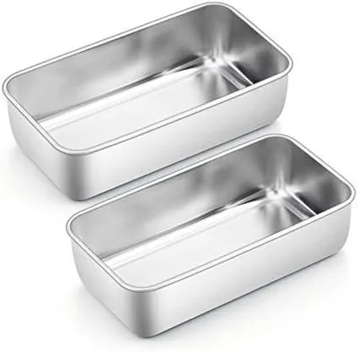 Produktbild von Homikit Kastenform 2er-Set, Edelstahl Brotbackform Königskuchenform für Brot/Kuchen/Toast, Rechteckig Brotform, Gesund, Leicht zu reinigen & Spülmaschinenfest, 23,5cm x 12,6cm x 6cm