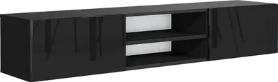 Produktbild von MebLocker TV Schrank Hängeschrank TV Board hängend 160cm Hängeboard, TV-Schrank Lowboard Hängeschrank Wandschrank Wohnwand für Wohnzimmer Fernsehtisch Tv möbel modern Design (Schwarz Glanz)