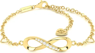 Obrázok produktu pre SERASAR | Strieborný Náramok [Infinity] z Yellow Gold | Farba: Zlato | Dĺžka: 23cm