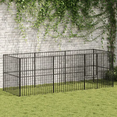 Obrázek produktu pro Ohrádka pro psy 8 panelů černá pozinkovaná ocel 300 x 100 x 100 cm