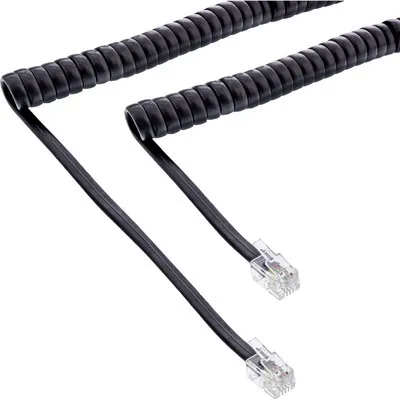 Produktbild von InLine® Hörer Spiralkabel, RJ10 Stecker / Stecker, schwarz, max. 2m