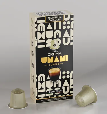 Produktbild von Umami Coffee - Lungo Crema Espresso – Kärftiger Lungo mit einer cremigen Textur – 100% Kompatibel mit Nespresso® Original Maschinen - 1x 10 Kapseln