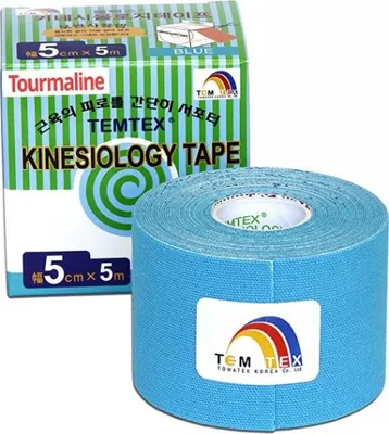 Produktbild von Temtex Kinesiologisches Baumwollband Turmalinblau 5 cm x 5 m wasserfest