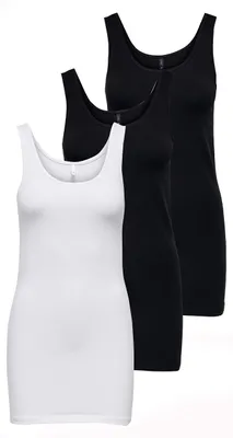 Produktbild von ONLY Damen Onllive Love Long Tank TOP JRS 3-PA, White/+ 2 Black, L