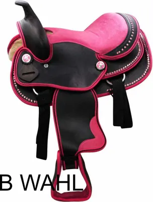 Produktbild von AMKA Pony/Shetty Westernsattel PEDRO in pink mit Strasssteinen Steigbügel und Riemen, 10zoll BWAHL