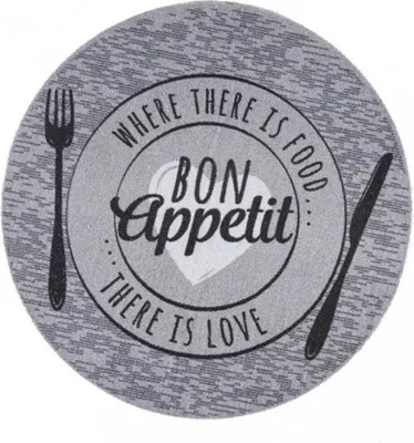 Produktbild von MD Entree Cook&Wash | Eingangsmatte - Teppichmatte - Küchenteppich,Motiv:bon appetit love;Größe:Ø 67 cm