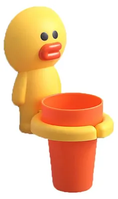 Produktbild von Zahnbürstenhalter mit Becher, Wandmontiert, Cartoon Tiere, Gelb + Orange