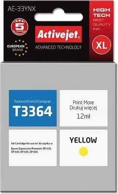 Obrázek produktu pro Activejet Zamiennik tuszu do drukarki Epson 33XL żółty 12 ml