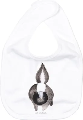 Produktbild von Mr. & Mrs. Panda Organic Babylätzchen Stinktier Angriff - Weiß - Geschenk, Esslätzchen, Skunk, wütend, Baumwoll Lätzchen, Sabber, Drohung, Wildtier, Schlabberlatz