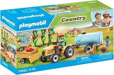 Produktbild von PLAYMOBIL Fermer mit Traktor und Tankwagen, Country Bauernhofleben, 117 Teile, Ab 4 Jahren