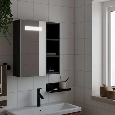 Produktbild von ZMH Spiegelschrank mit LED-Beleuchtung Schwarz 45x13x52 cm