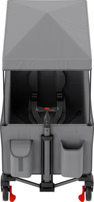 Produktbild von LifeGoods Bollerwagen - Faltbar - Kindertransport - Mit Dach - 80KG Tragkraft - Strandwagen - Drehbare Räder - Grau
