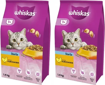 Produktbild von Whiskas Adult 1+ Sterile Katzentrockenfutter mit Huhn, 2 Beutel, 2x1,4kg