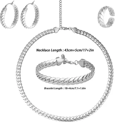 Image de parure de bijoux en argent 925 sterling, collier réglable, design hypoallergénique