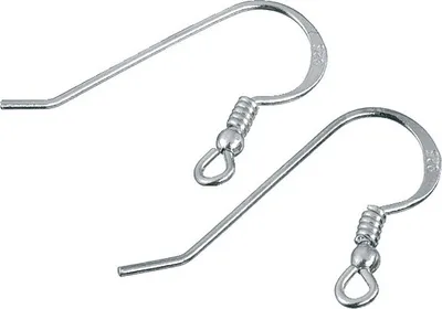 Produktbild von PRACHT Ohrhaken Feder 925 Sterling Silber 2 Stk 25mm Breite 19mm Höhe 0.7mm Stärke