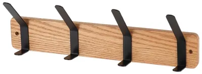 Produktbild von TENDANDE Hakenleiste Kleiderhaken aus Holz und Metall 37 x 11 x 7 cm Garderobenhaken braun schwarz Wandhaken