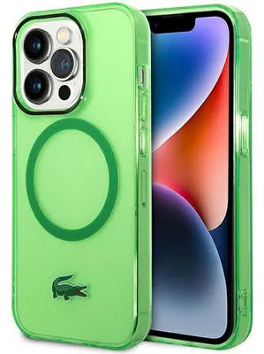 Zdjęcie produktu dla Etui Lacoste Transparent MagSafe do iPhone 14 Pro zielony