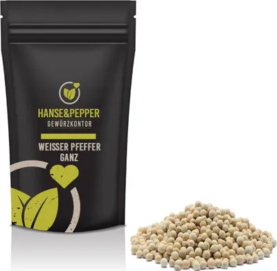 Produktbild von 500g Pfeffer Weiß ganz Pfefferkörner Pfeffermühle Gewürz natürlich vom Hanse&Pepper Gewürze