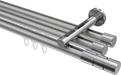 Produktbild von Interdeco Innenlaufstange / Gardinenstange mit Innenlauf Silbergrau / Chrom, Typ Siteno Elanto (Rillenzylinder), 20 mm Ø 3-läufig, 420 cm