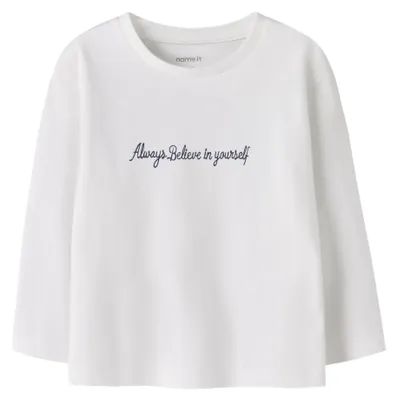 Productafbeelding van NAME IT meisjes top, model Nmfrearaja Nreg Ls, kleur: helder wit, maat: 98 cm