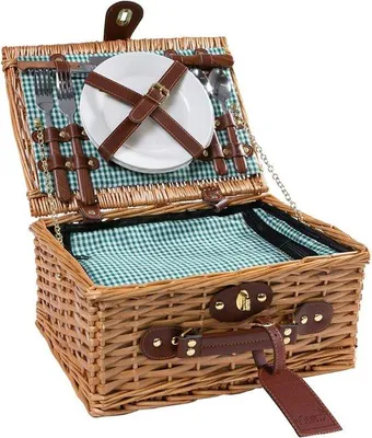Obrázok produktu pre Pikniková súprava pre 2 osoby, nerezová oceľ, porcelán, multifunkčná