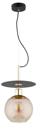 Zdjęcie produktu dla Lampa wisząca bursztynowa kula na sticku QEENCY czarna 1xE27x15W metal wym:85x23x23cm IP20 Alfa