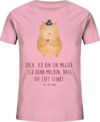 Produktbild von Mr. & Mrs. Panda Organic Kinder T-Shirt Hamster Hut 12-14 Jahre (152/164) - Baumwolle Pink - Geschenk, Teenager, Zylinder, Lustige Sprüche, Shirt, Zauberer, Baumwollshirt