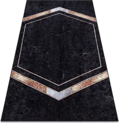 Produktbild von MIRO 52025.802 Waschteppich Marmor, geometrická Anti-Rutsch - schwarz Schwarz 160x220 cm