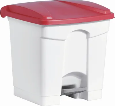 Produktbild von helit Tret-Abfalleimer the step, 30 Liter, weiß/rot (5690697)